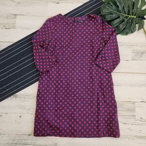 Marimekko Peata Shift Dress 3/4 Sleeves Purple Red Polka Dots Size 36/6